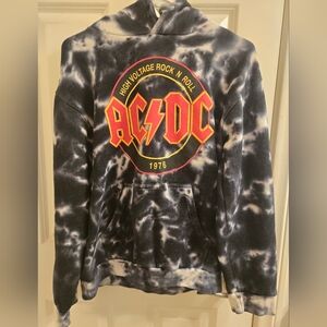 Rock Band AC/DC Tye Dyed Pull Over Hoodie Men Small